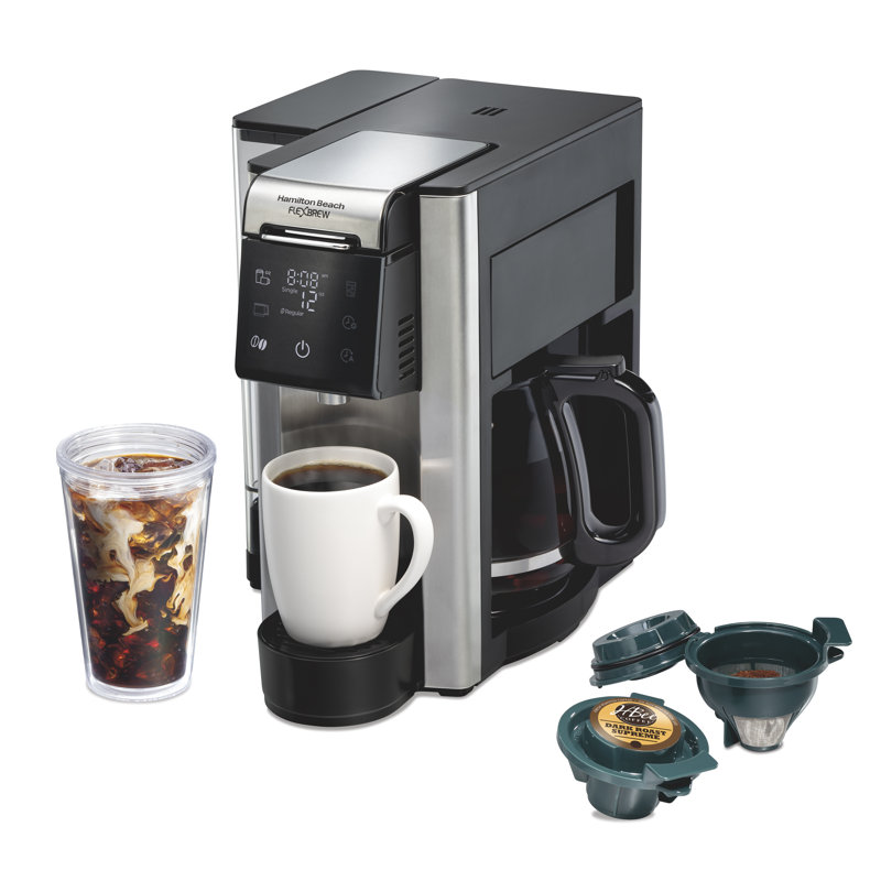 Hamilton Beach® FlexBrew® Advanced 5-in-1 Coffee Maker, 12-Cup Drip and Single Serve Hot & Iced Coffee Maker, Compatible with K-Cup Pods or Grounds