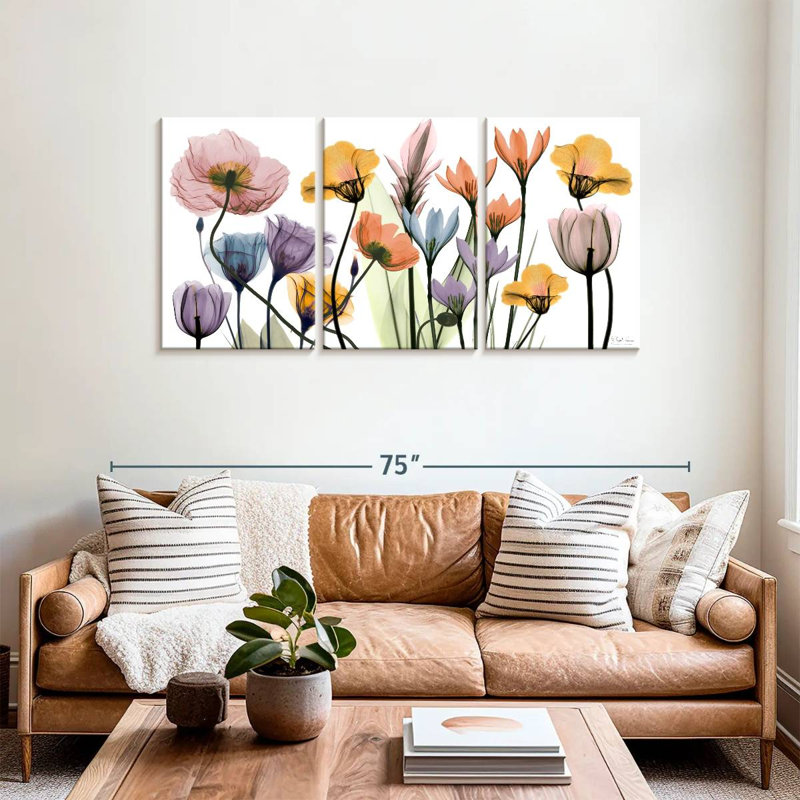 «Vibrant Flowerscape», reproduction d'art sur toile, H 30 po x l 62 po x P 1,25 po