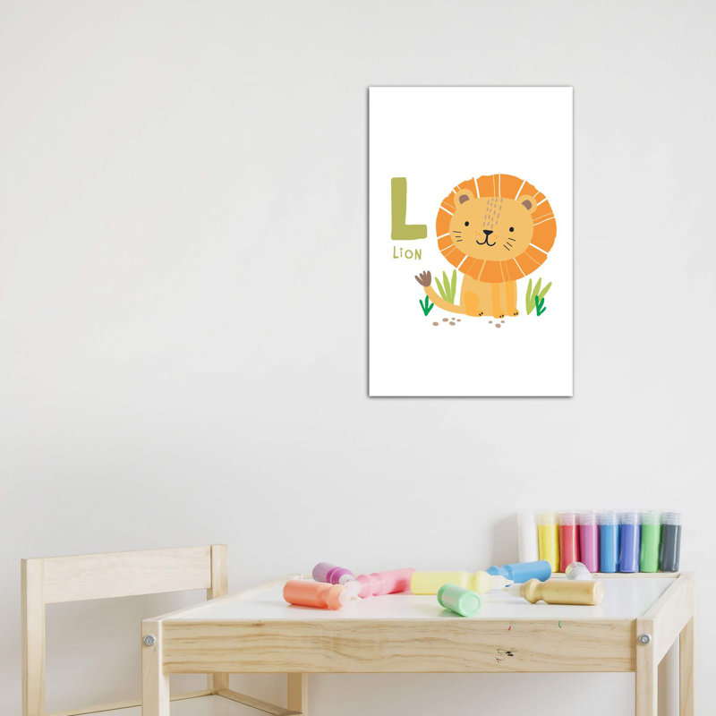 Animal Alphabet L - impression d'art graphique, H 12 po x l 8 po x P 0,75 po, Toile tendue, Pas de tapis