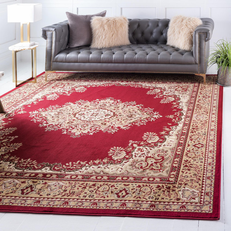 Tapis oriental noir Balthrop, Carré 8 pi, Bourgogne