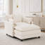 Chaise d'appoint moderne avec repose-pieds, revêtement en chenille moelleuse et structure en bois massif-667607511