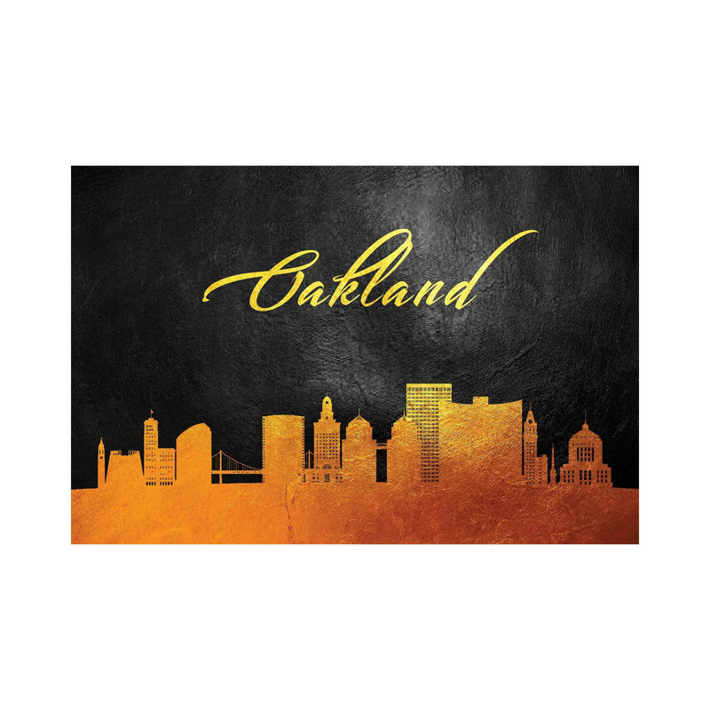 Oakland California Gold Skyline by Adrian Baldovino - Wrapped Canvas Print, 66.04 cm H x 45.72 cm W x 3.175 cm D