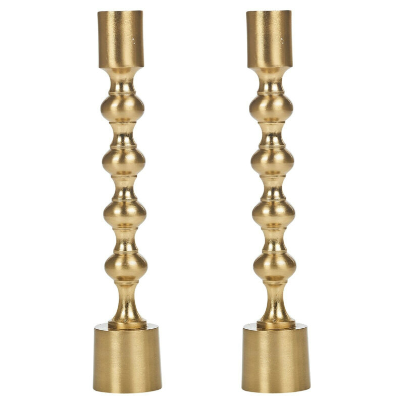 2 Piece Metal Fireplace Candlestick Set