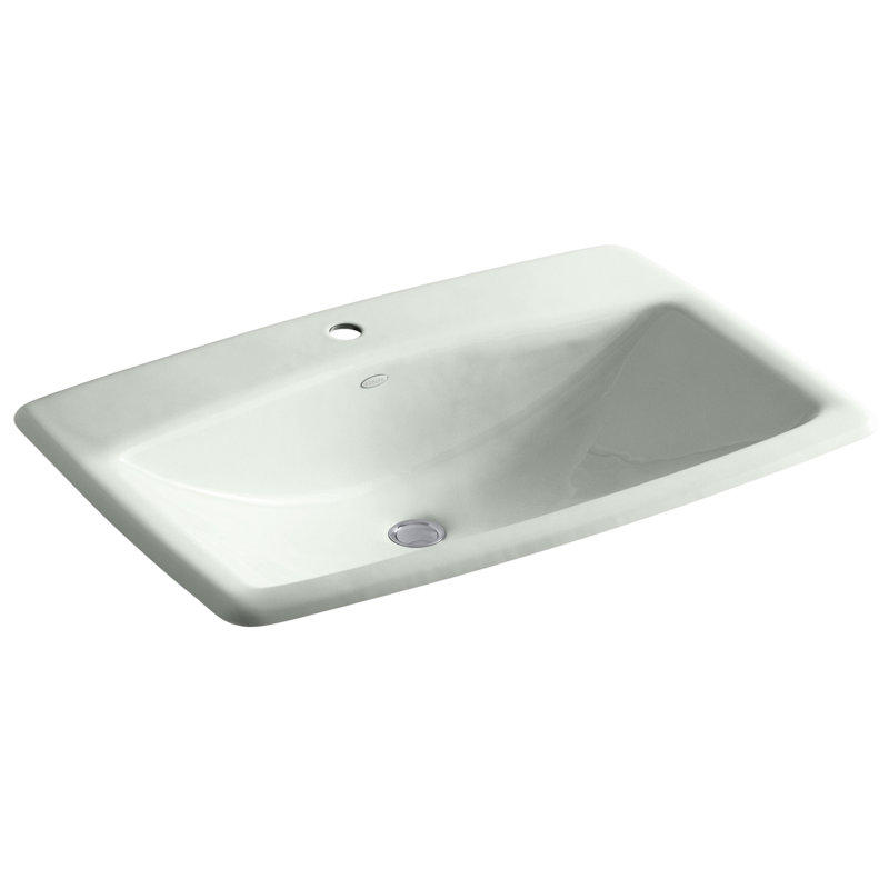 Lavabo de salle de bain rectangulaire encastré en métal avec trop-plein Man's Lav, Sel de mer