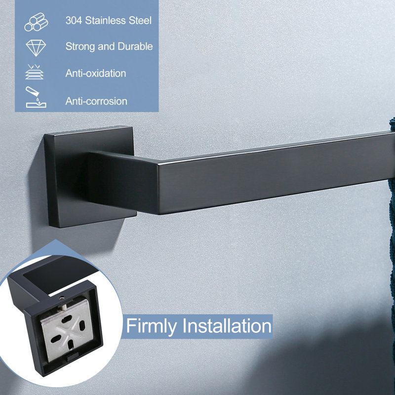 23.6 "Wall Mounted Towel Bar, Matte Black