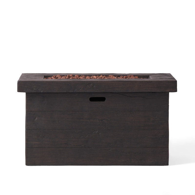 Jon Rectangle Concrete Propane Smokeless Fire Pit Table, Brown