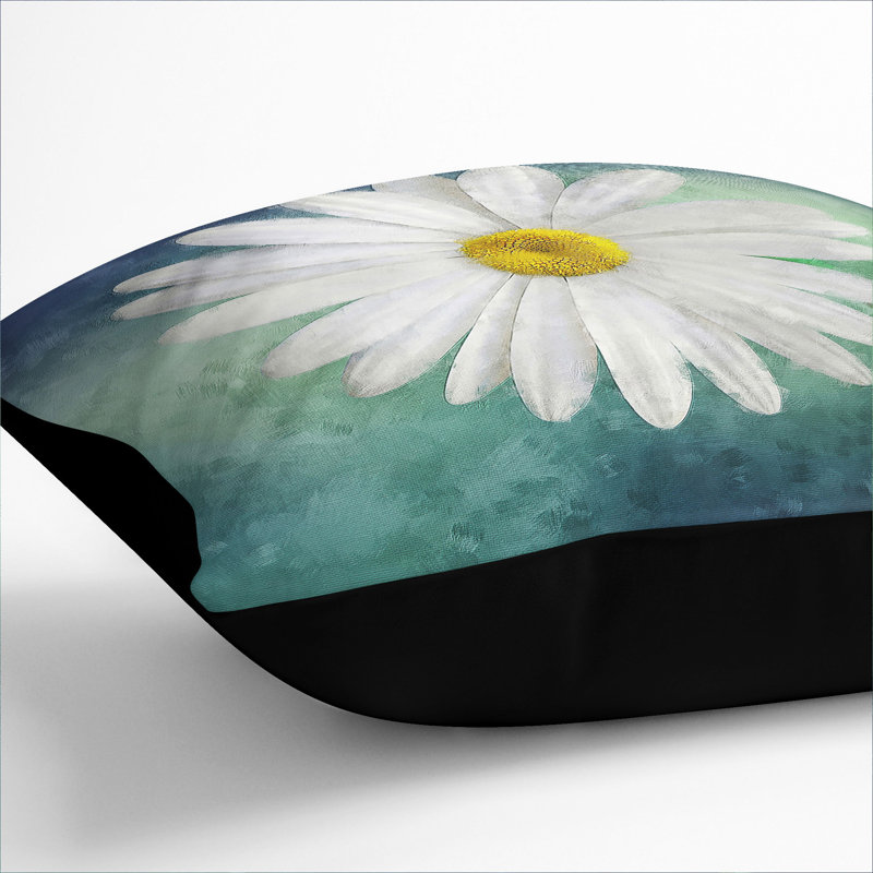 White Daisy Vol.2 Scatter Cushion, Black, 40cm H x 40cm W x 15cm D