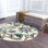Tapis à motif floral ivoire et bleu