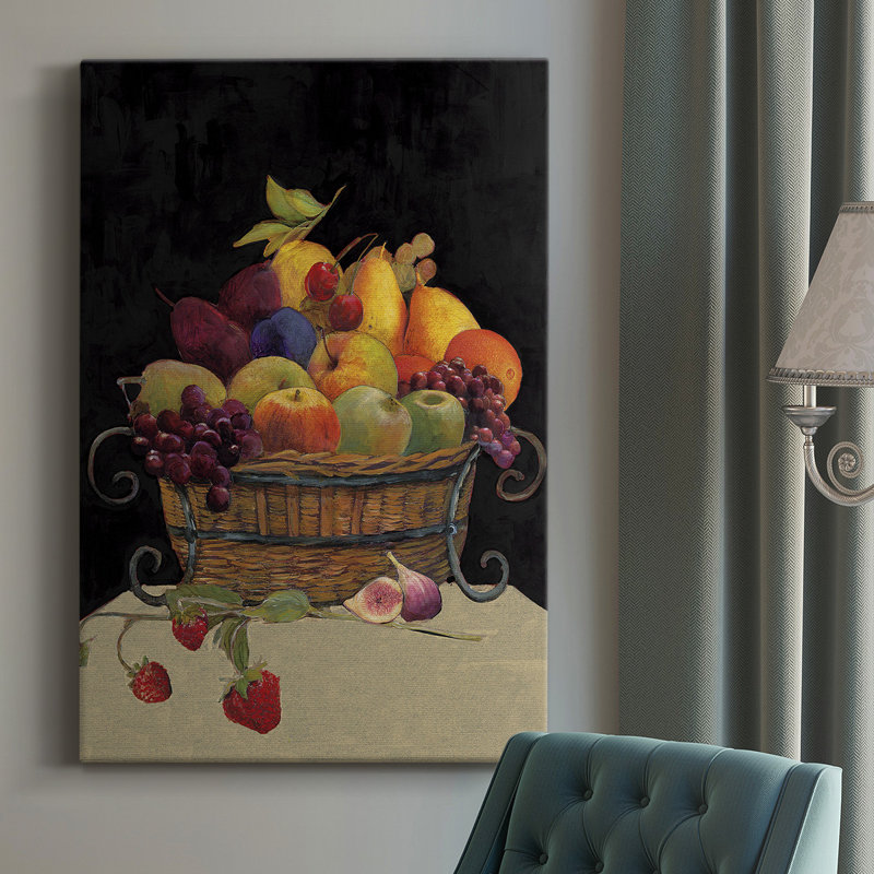 Panier de fruits I Revisit Premium, toile tendue avec châssis - prêt à être accroché, H 27 po x l 16 po x P 1 po