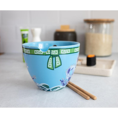 Service de vaisselle japonais Bowl Bop Blue Dragons | Bol Ramen 16 onces, baguettes