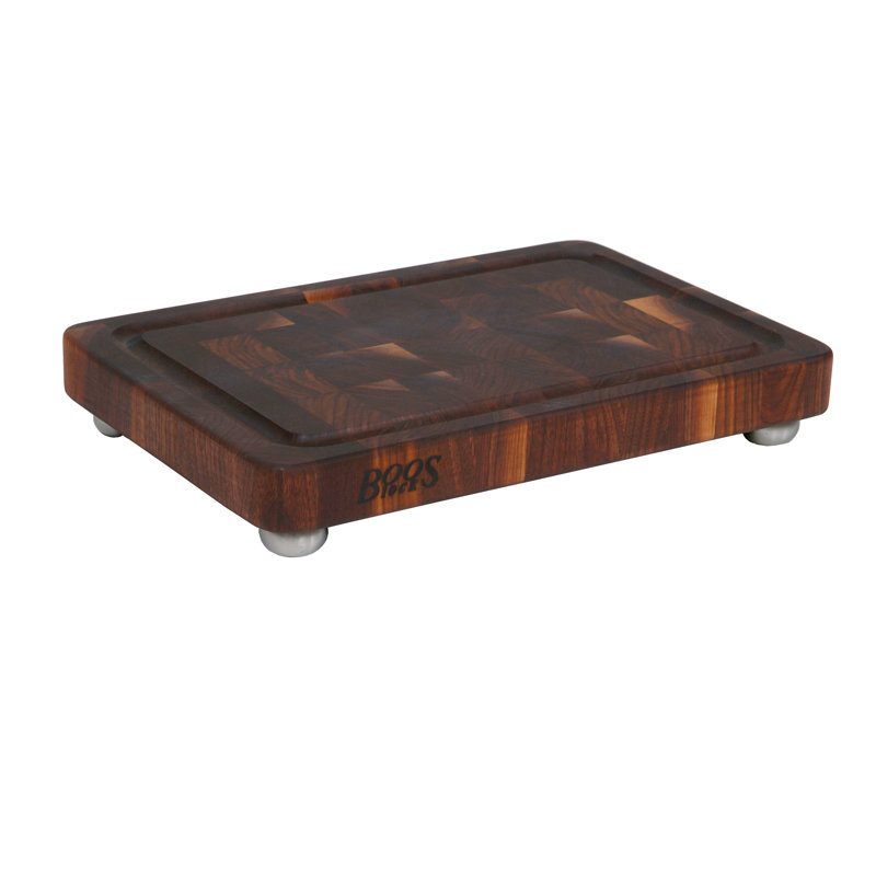 Walnut End Grain Cutting Board with Stainless Steel Feet