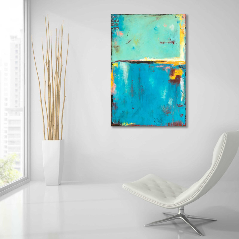 «Matchbox Blue 55» par Erin Ashley, art mural en verre acrylique, H 36 po x l 24 po x P 0,2 po