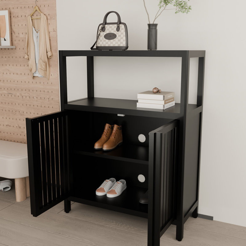Armoire de rangement autoportante noire à grande capacité, idéale pour ranger des épices et des parapluies, résistante