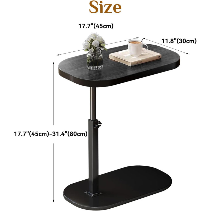 C Shaped Side Table,Adjustable Height C Table End Table For Couch,360°Swivel Couch Side Tables Slide Laptop Desk For Sofa/Bed/Bathtub/Rotating Tabletop
