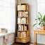 Bibliothèque à 6 niveaux avec roulettes et tiroir, couleur bois