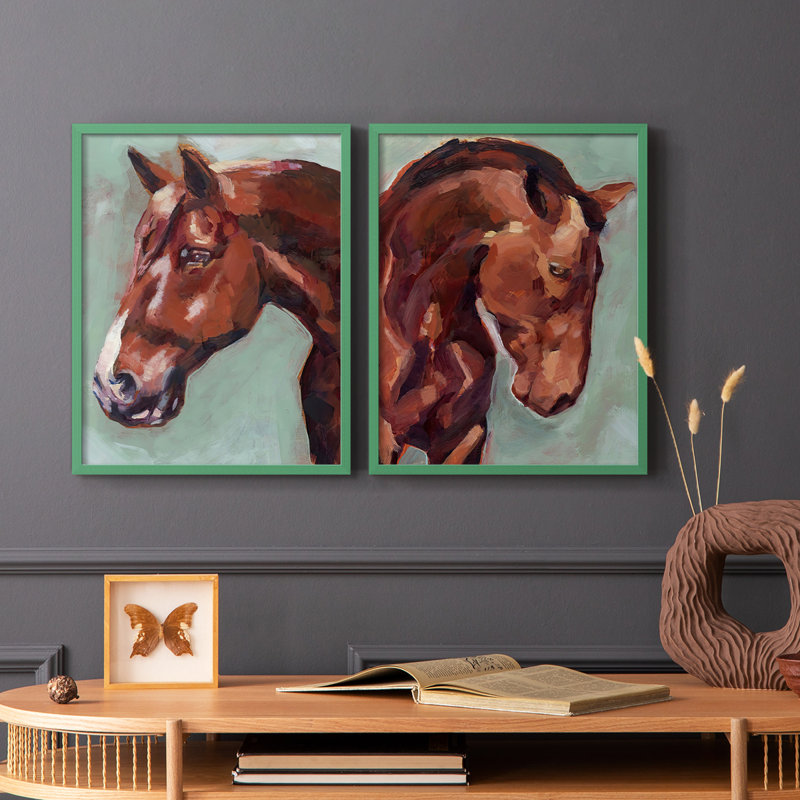 «Paint by Number Horse I», reproduction encadrée de qualité supérieure - prête à être accrochée - aucun clou requis - aucun clou requis