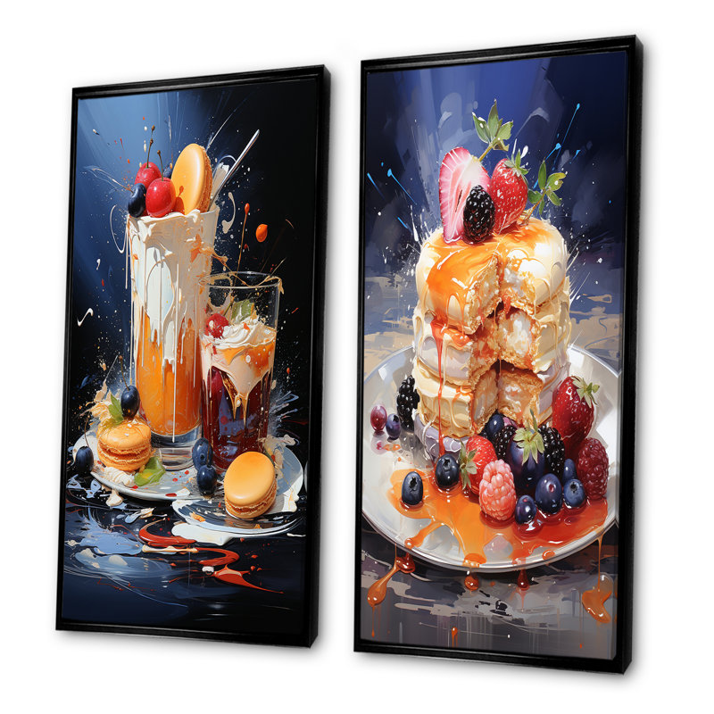 Expressive Cravings Desserts - Ensemble de 2 desserts muraux Desserts, Cadre noir, H 28 po x l 25 po