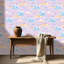 Papier peint adhésif tropical avec papier de couleur pastel, rose pastel, bleu, mauve, bleu, moelleux, plage de nuages