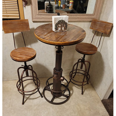 Gatti 2 - Person Pine Solid Wood Top Four Leg Base Dining Set