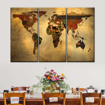 " Flags Of The World Map " by Tess P 3 - Pieces
