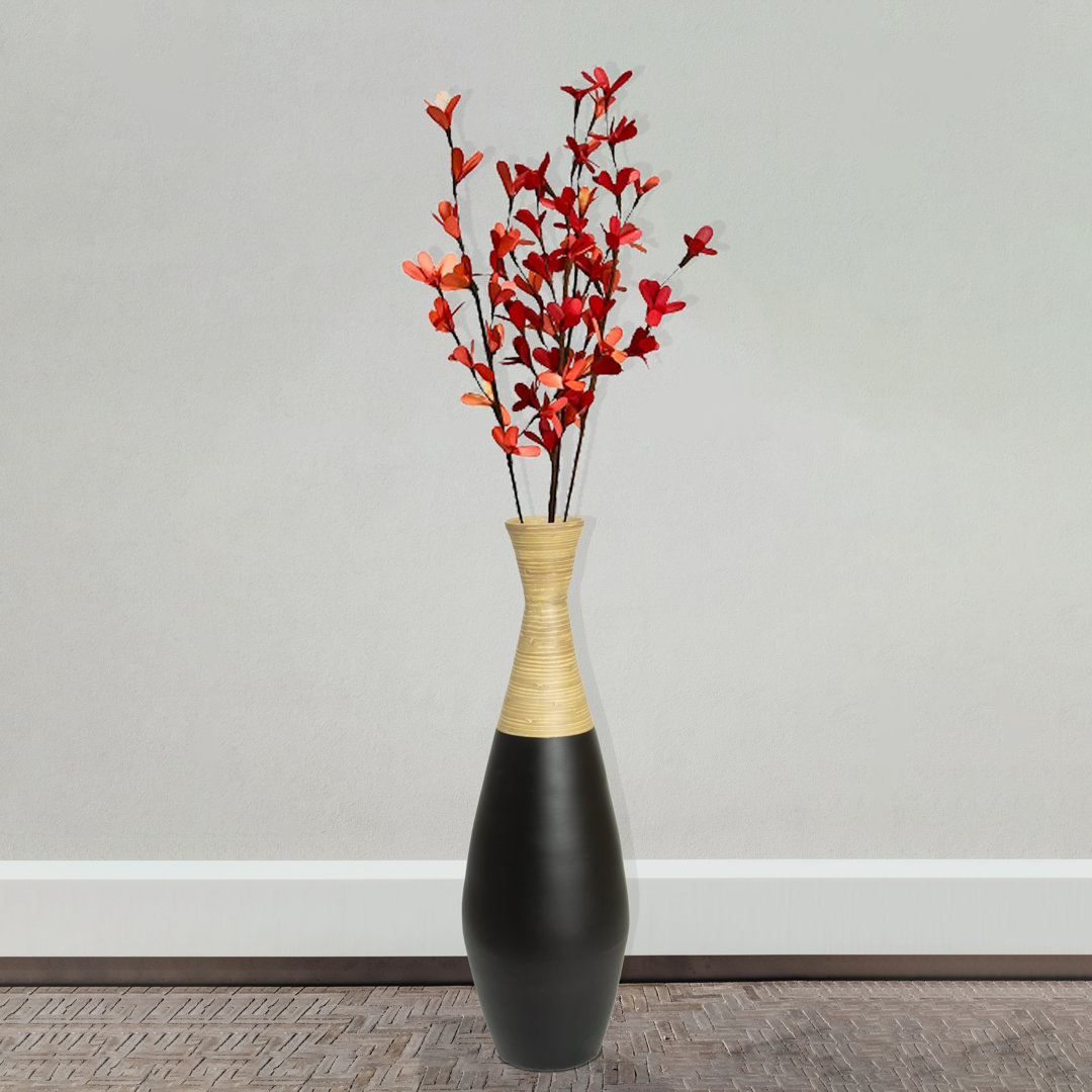 Percy 31.5 inch Spun Bamboo Tall Trumpet Floor Vase -Handmade Bamboo Vase, Floor Standing Vase Highland Dunes 