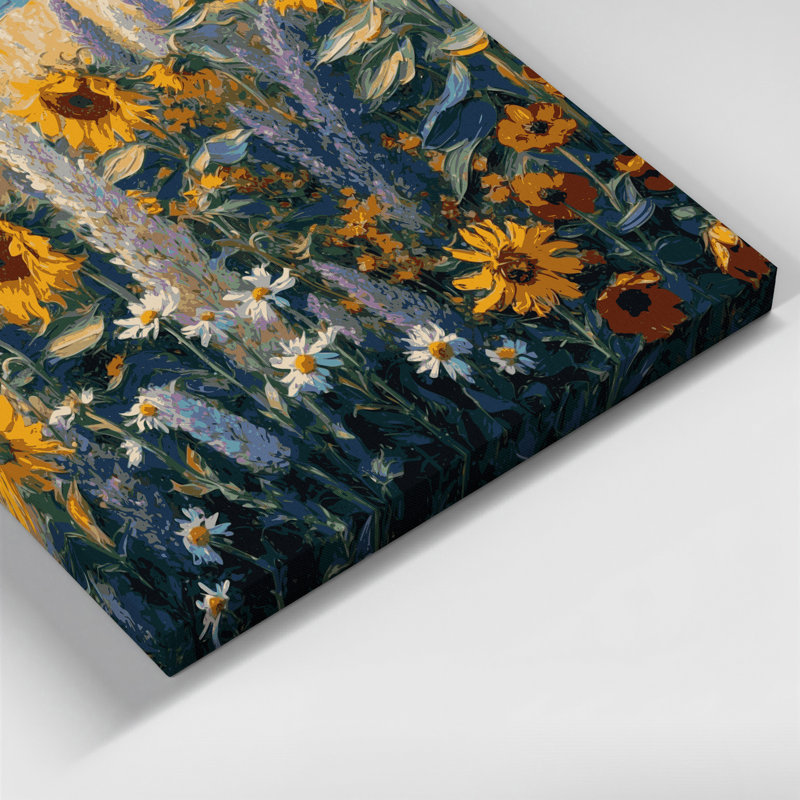 «Farm Wild Flowers», art mural sur toile noire, H 11 po x l 14 po