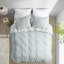 Housse de couette pour lit double / grand 3 pièces, coton avec rayures naturelles et housse de certification pour lit double / grand, taies décoratives brodées au sol