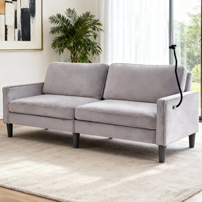 Canapé moderne pour causeuse pour le salon, fauteuil inclinable en chenille, housse amovible, coussins à ressorts, structure en bois massif, assemblage facile pour les petits espaces