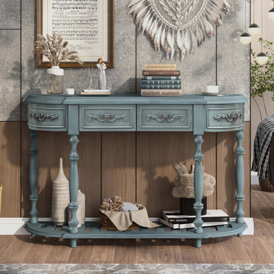 Table console moderne et contemporaine avec table à console courbée pour vestibule avec 4 tiroirs et 1 tablette