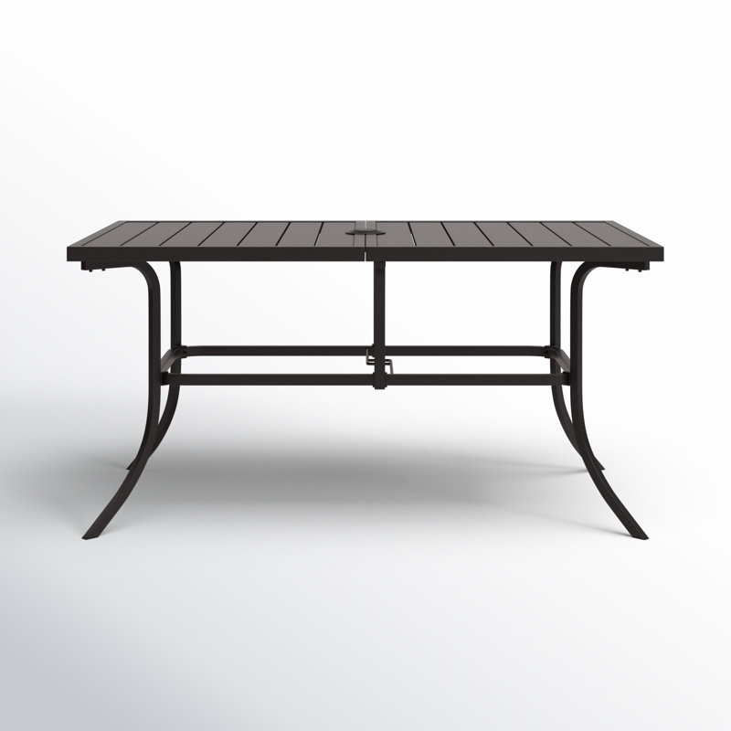 Aivo 60" W Metal Outdoor Dining Table with Umbrella Hole