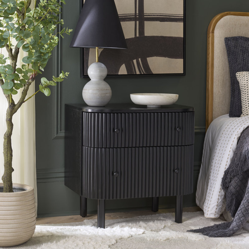 Himanshu 2 Drawer Nightstand, Black