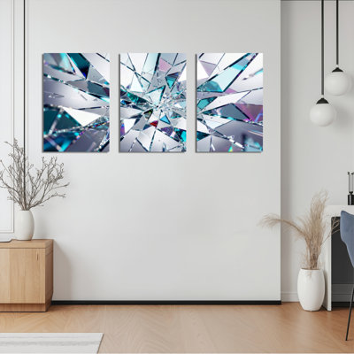 Éclats de cristal, motif géométrique abstrait sur toile tendue, reproduction d'art sur toile, ensemble de 3, pour salon, chambre à coucher, décoration intérieure