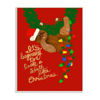 «A Sloth Like Christmas Festive Winter Holiday», surdimensionné, impression numérique sur toile par Jen Bucheli