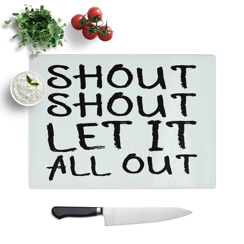 Let It All out Typography Chopping Board, 28.5cm W x 39cm L