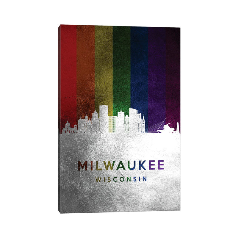 Milwaukee Wisconsin Spectrum Skyline by Adrian Baldovino - Wrapped Canvas Print, 20.32 cm H x 30.48 cm W