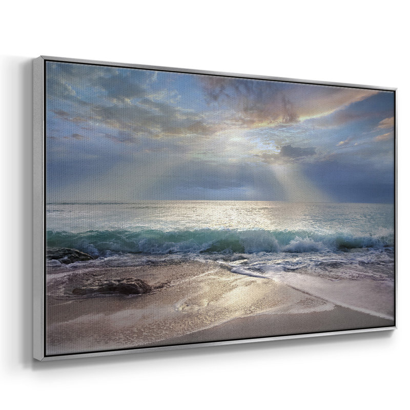 Aqua Blue Morning, reproduction d'art sur toile, H 25 po x l 37 po x P 2 po, Argent