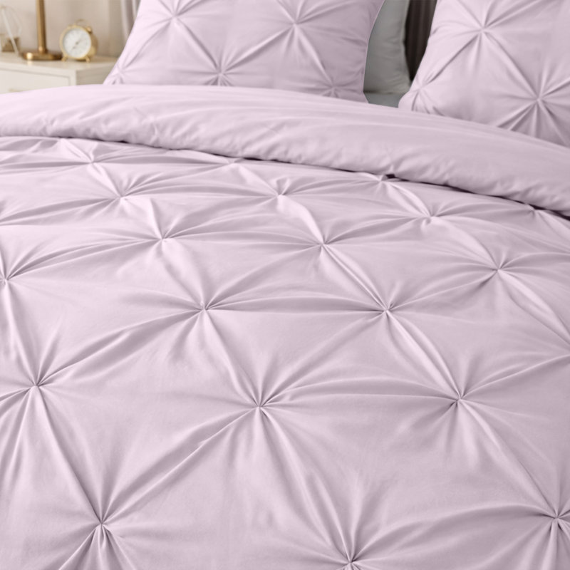 Pintuck Microfiber Duvet Cover Set with Pillowcases – Pleated Textured Bedding, Soft Luxury Quilt Cover, Breathable All-Season Comforter Cover, Modern Hotel Style Bed Set