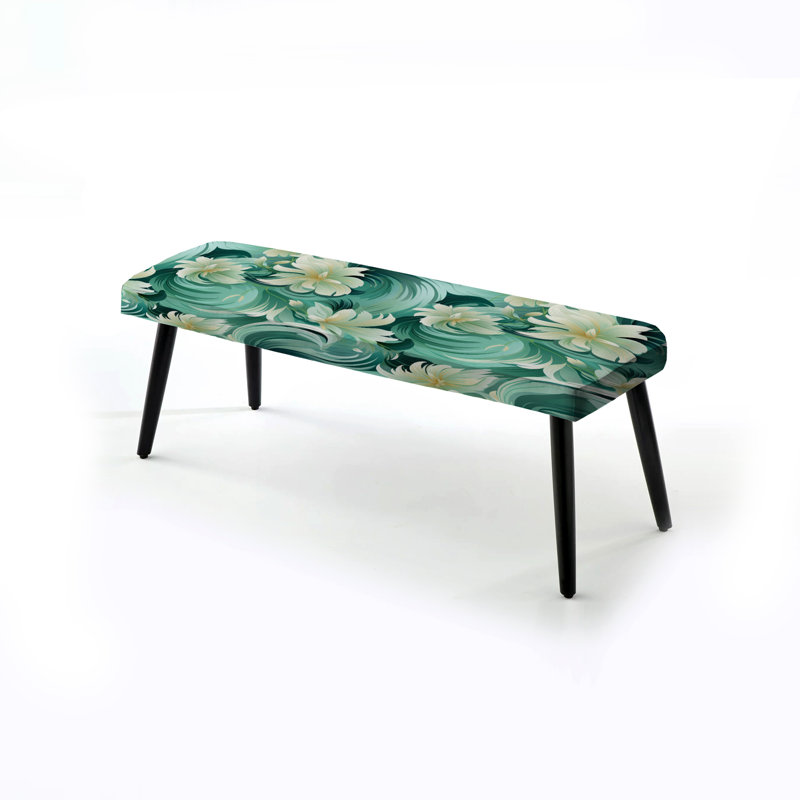 Banc rembourré à motif floral Green Mint
