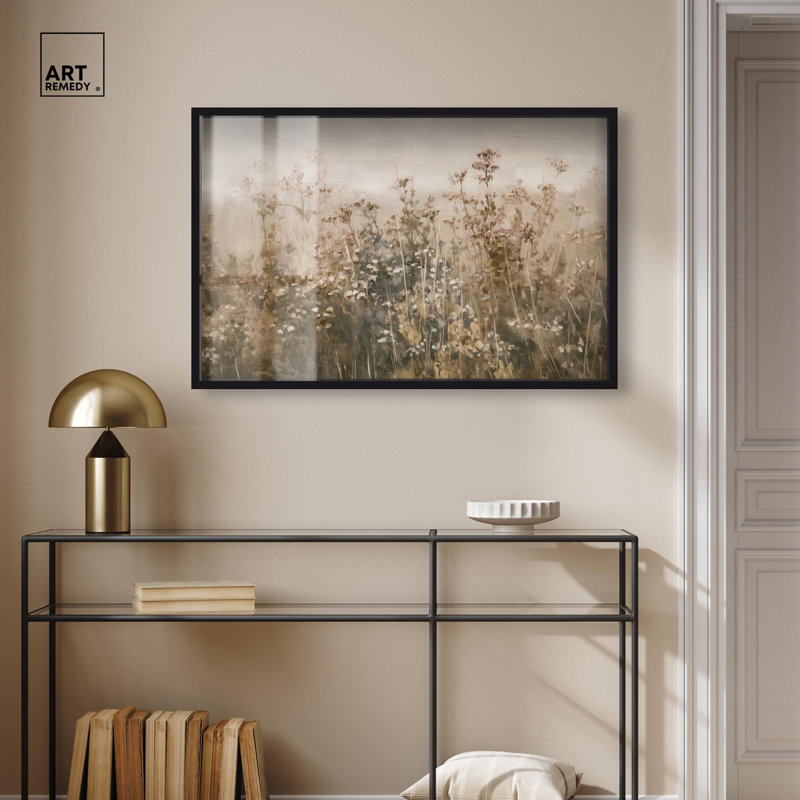 «Meadow Mystique II Shadowbox», art mural paysage par Art Remedy, H 25 po x l 37 po, Noir
