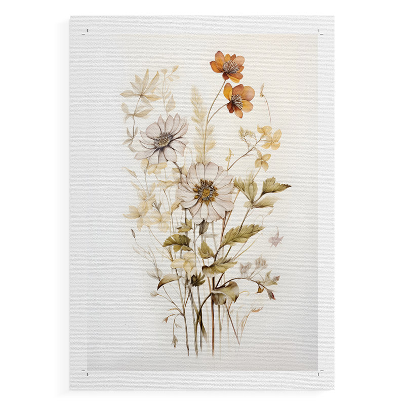 Imprimé floral rétro CCxxxv - impression sur toile seulement - non encadrée, H 18 po x l 12 po