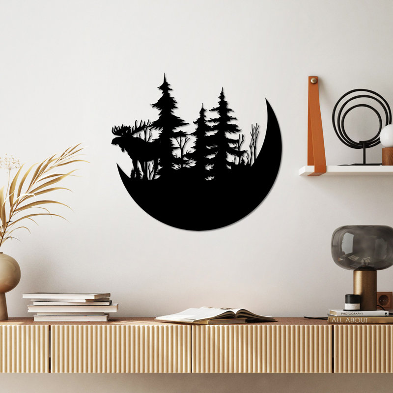 Decorative Metal Wall Accessory, Black Finish, 19.7 x 18.1 inches | 100% Metal, Thickness: 0.06 inches | Easy Wall Mount Design, Lightweight at 3.1 lbs | Perfect for Home Decor & Modern Interiors
