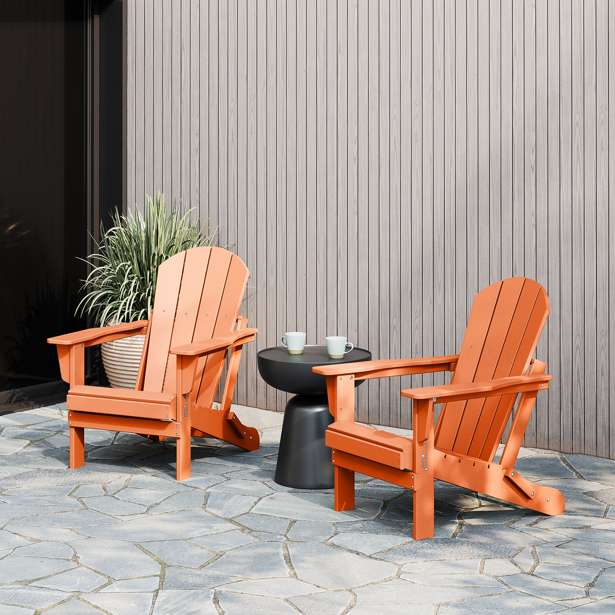 Laguna Foldable Outdoor Adirondack Set, Orange