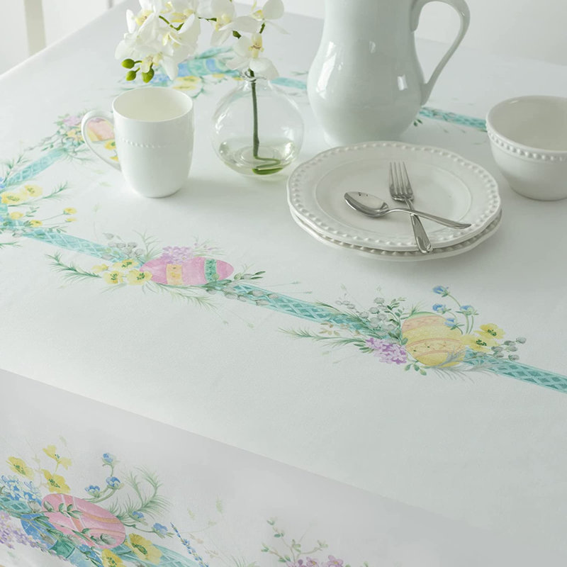 Nappe de Pâques avec motif de prairie - parfaite pour le décor de table de printemps et de Pâques intérieur / extérieur