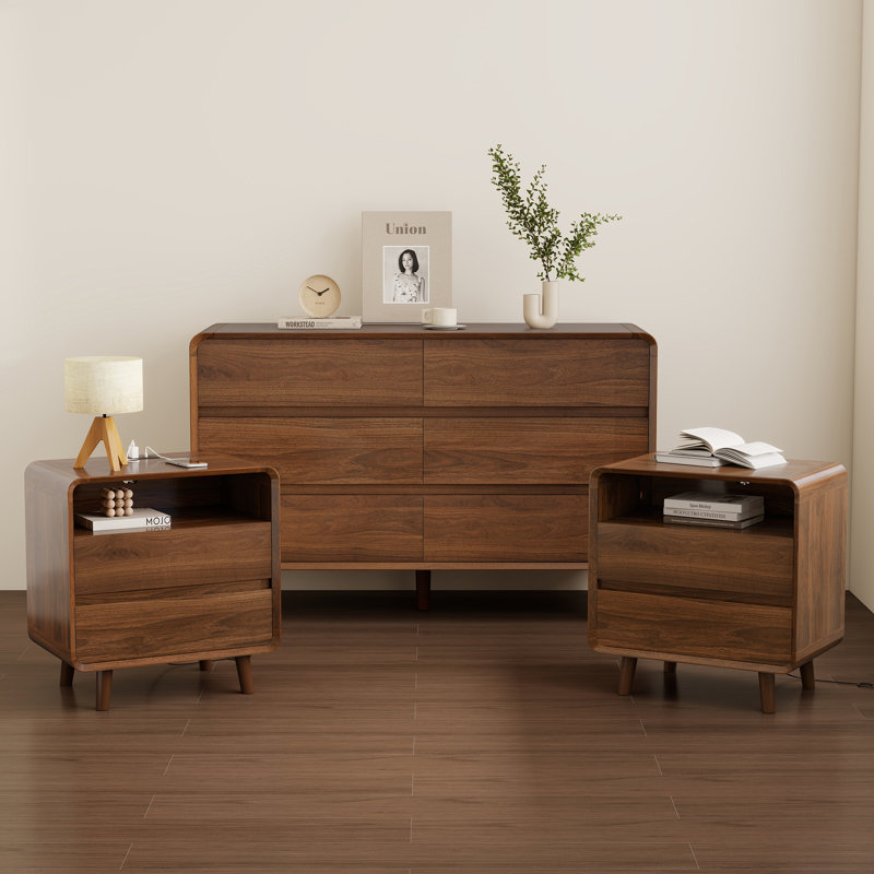 Bedroom Set, Nightstand Set of 2, Bedroom Dresser with 6 Drawer, Bedroom Furniture Set