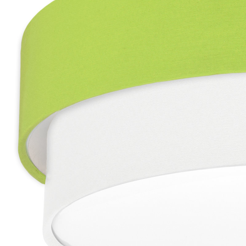 Avory Fabric Flush Mount, Neon Green  / White