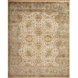 Silver Screen Hand Knotted Wool Area Rug in Beige/Green/Brown