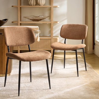  Balloo 20.75"W Modern Fabric Seat Cushion Dinning Chair with Curved Wooden Backrest (Set of 2)