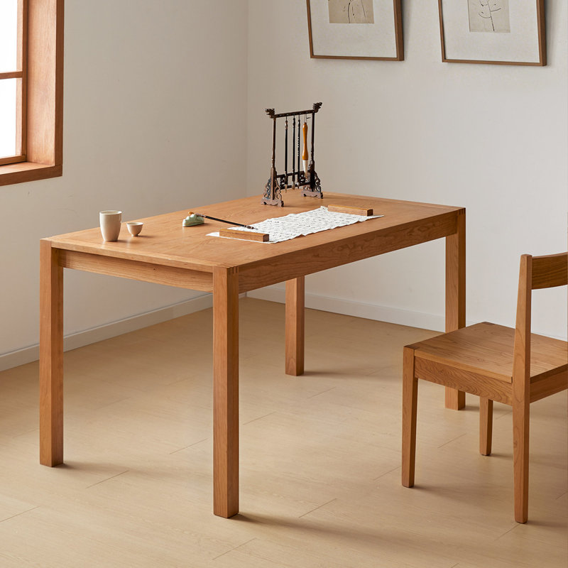 Bureau en bois massif de cerisier durable au design simple, Brown