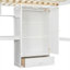 Lit mezzanine pleine grandeur en pin massif blanc pur, cadre de lit multifonctionnel tout-en-un avec solutions de travail et de rangement intégrées