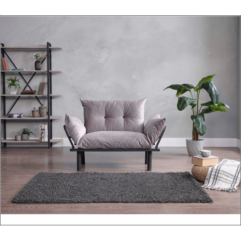 Sona Futon Love Seat, Gray, Brown